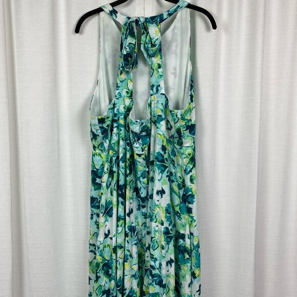 Torrid Green Watercolor Floral Gauze Halter Tiered Maxi Dress Sz.2 NWT - Picture 12 of 16